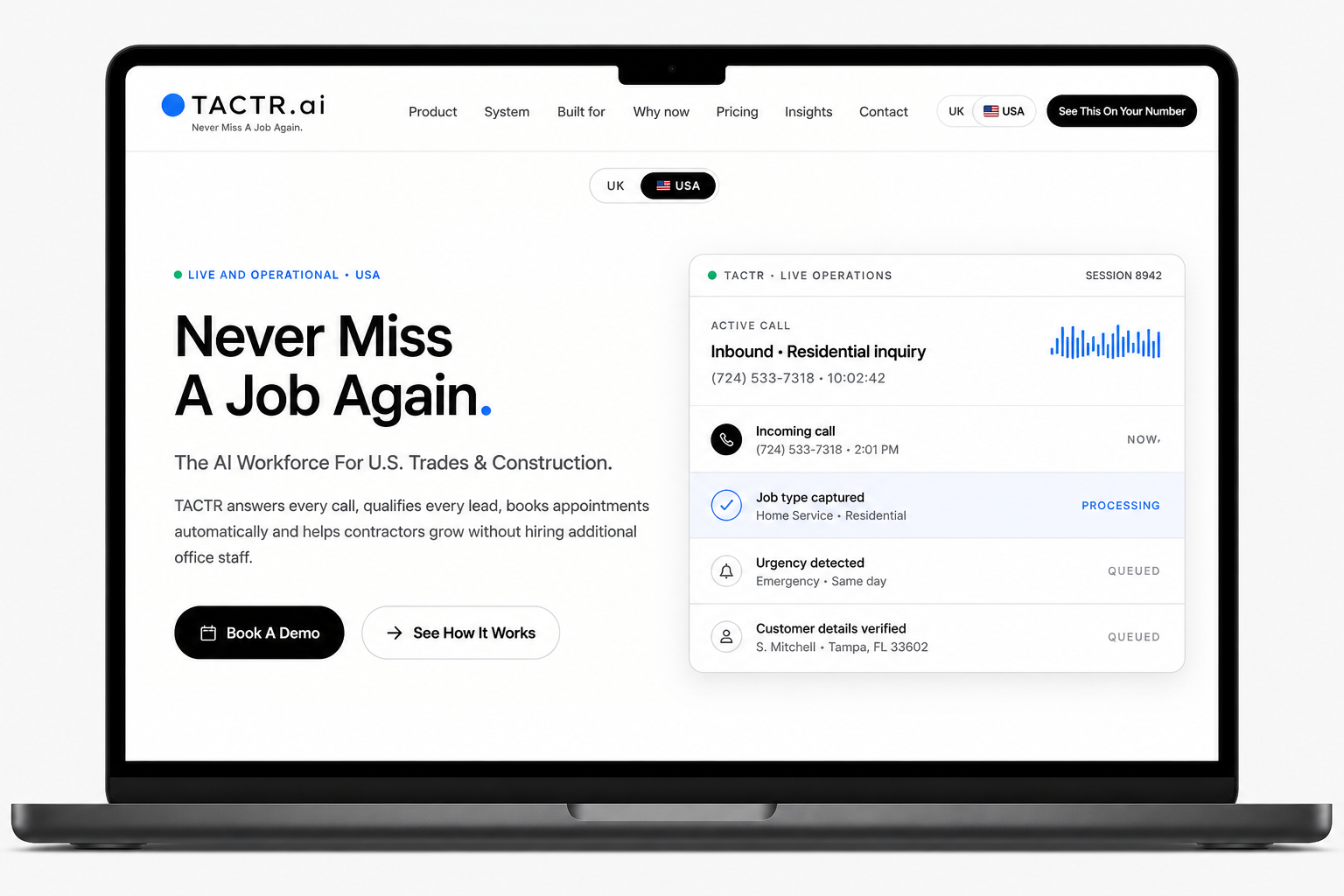 Tactr AI platform website